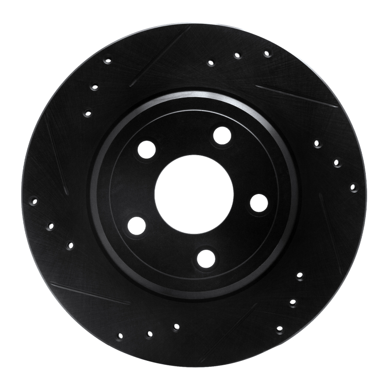 Ford Thunderbird Brake Rotor (1) - Rear Left - R1 Concepts - Drilled & Slotted - Black - `00-`06